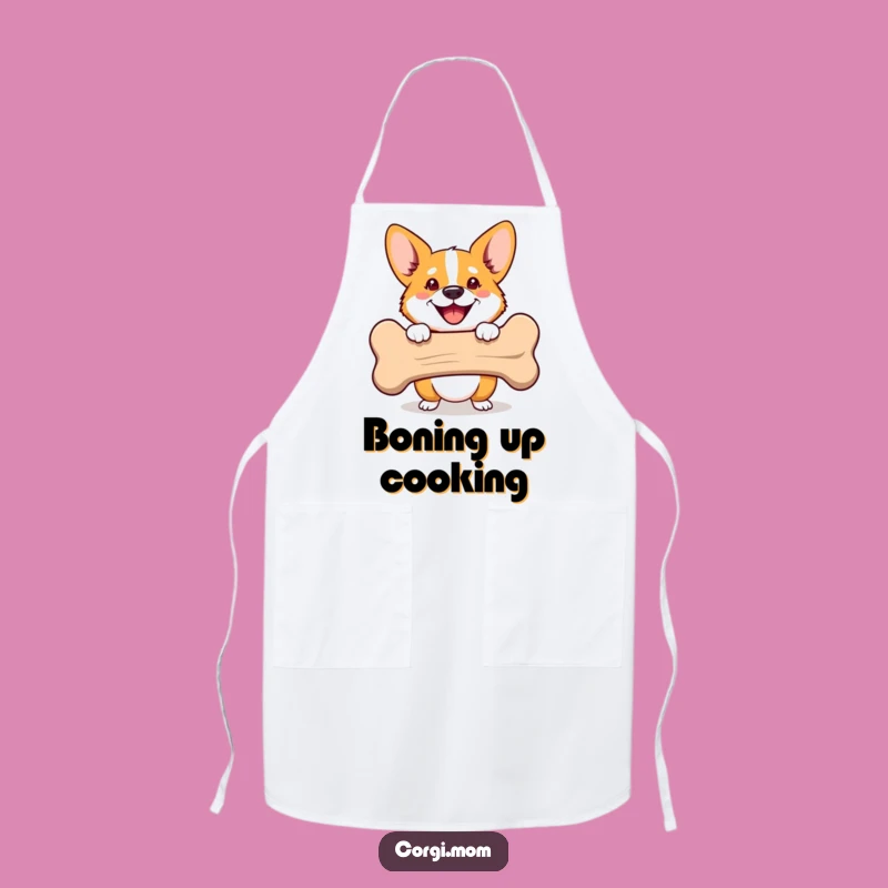Funny Corgi Bone Peek Apron: Kitchen Fun with a Cheerful Dog