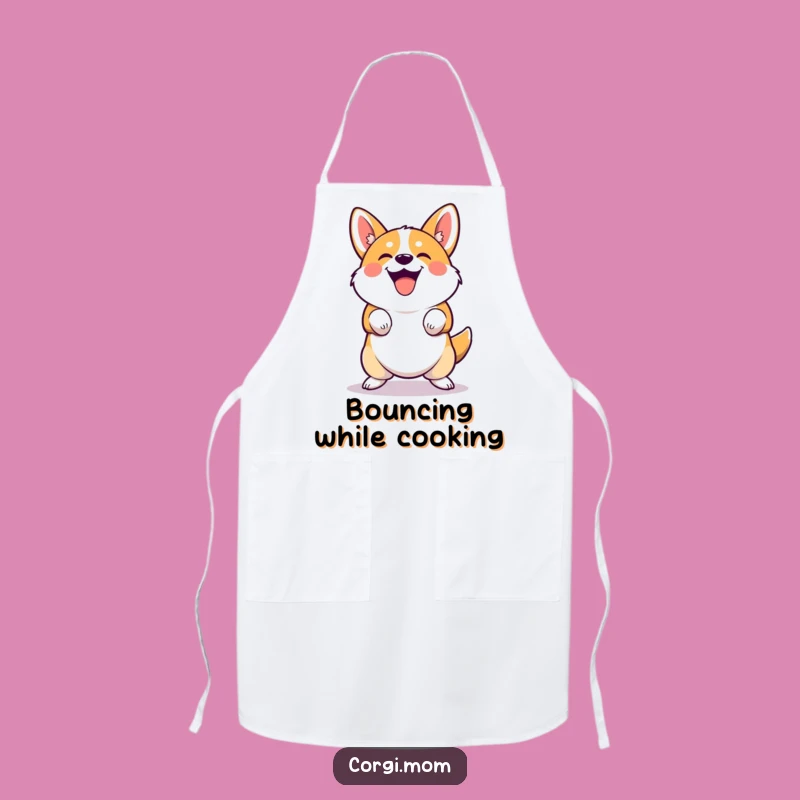 Funny Corgi Bounce Apron: Joyful Squatting for Kitchen Humor