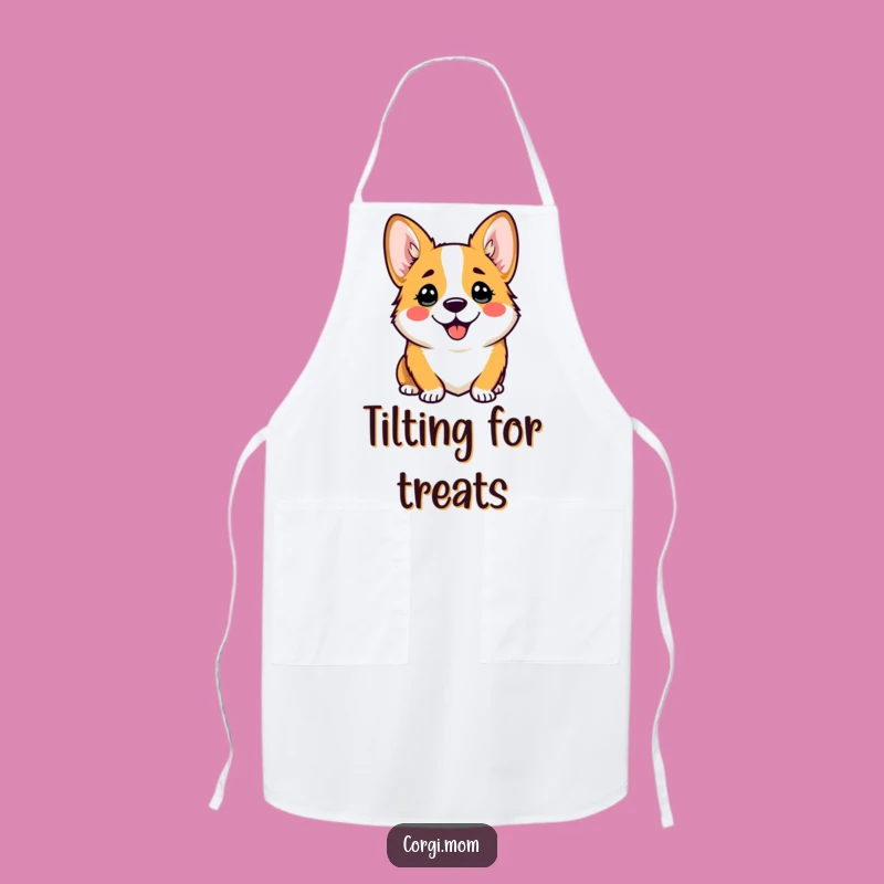 Funny Corgi Apron: Comical Head Tilt, Kitchen Dog Expression Gift