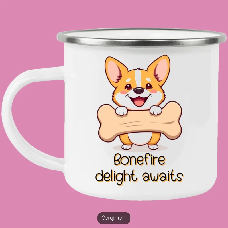 Funny Corgi Bone Peek Camping Mug: Outdoor Fun with a Treat