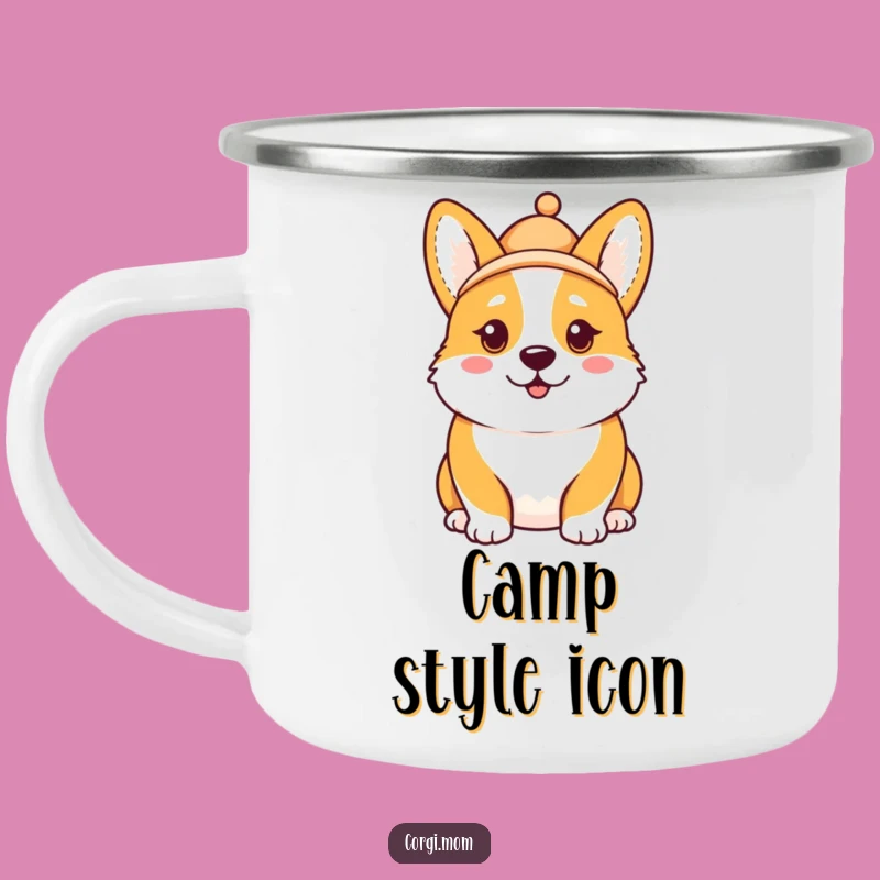 Funny Kawaii Corgi Hat Camp Mug - Comical Expression Outdoor Gift