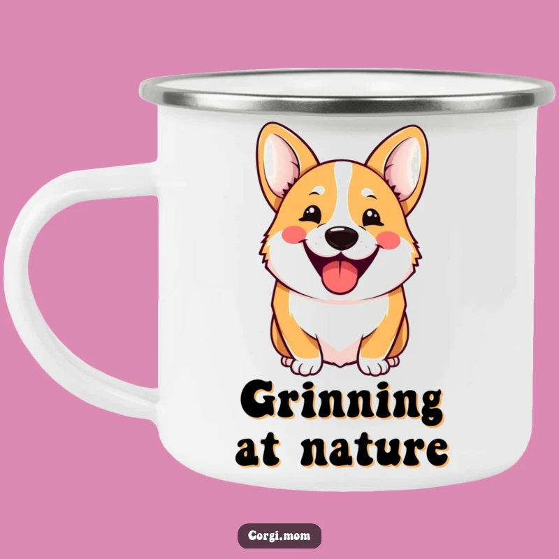 Funny Cheerful Corgi Camping Mug: Adventure with Hilarious Grins!
