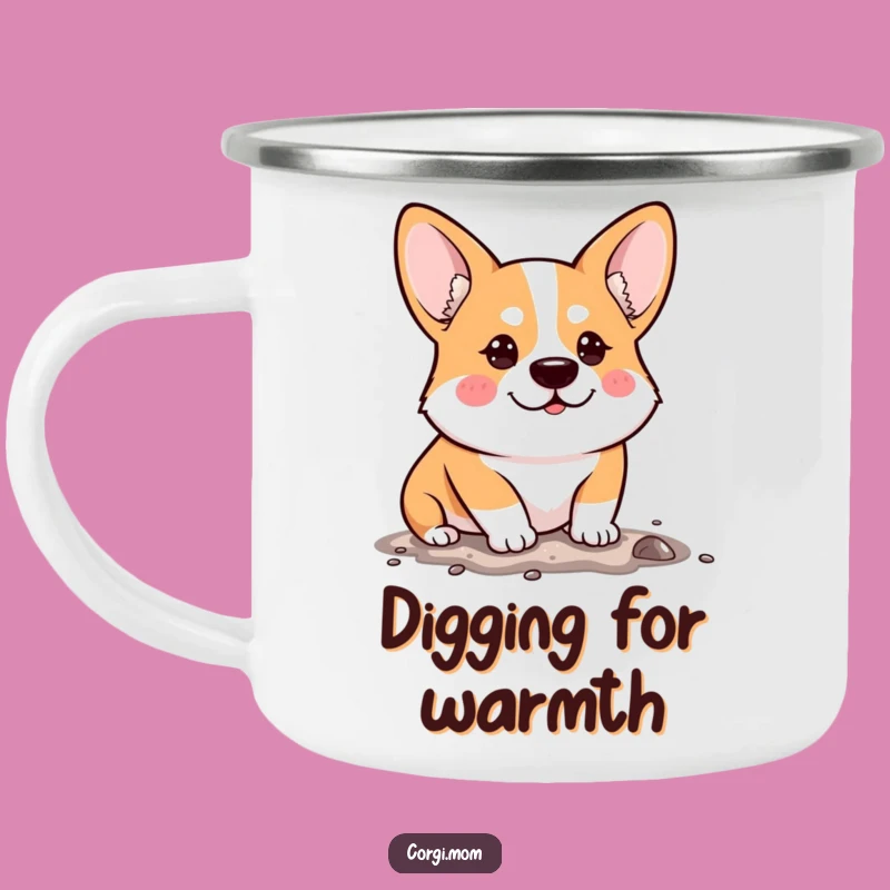 Funny Determined Corgi Camping Mug: Adventure with Hilarious Grit!