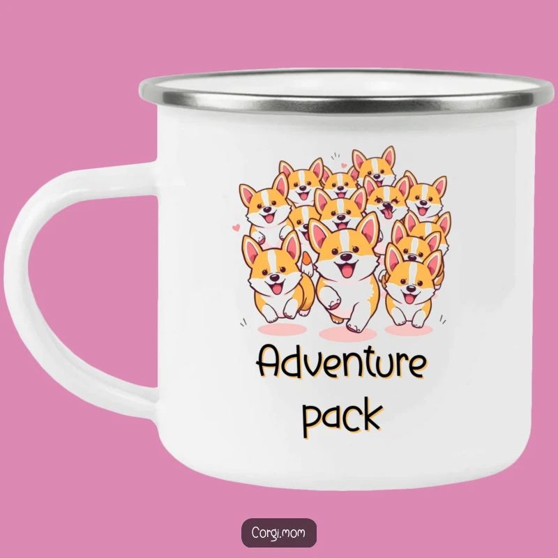 Funny Kawaii Corgi Pack Camping Mug - Rugged Outdoor Gift for Dog Fans