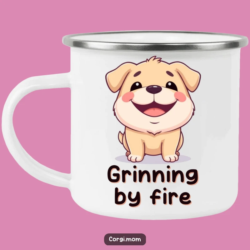 Funny Squat Dog Grin Camping Mug: Adventure & Smiles!