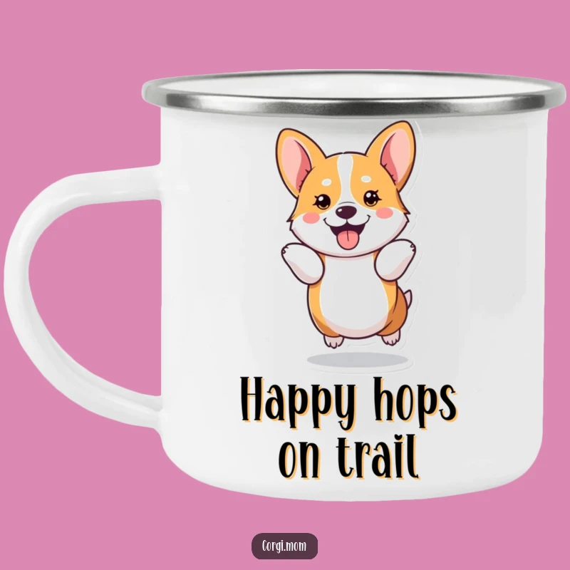 Funny Kawaii Corgi Hop Camping Mug, Adventure Ready
