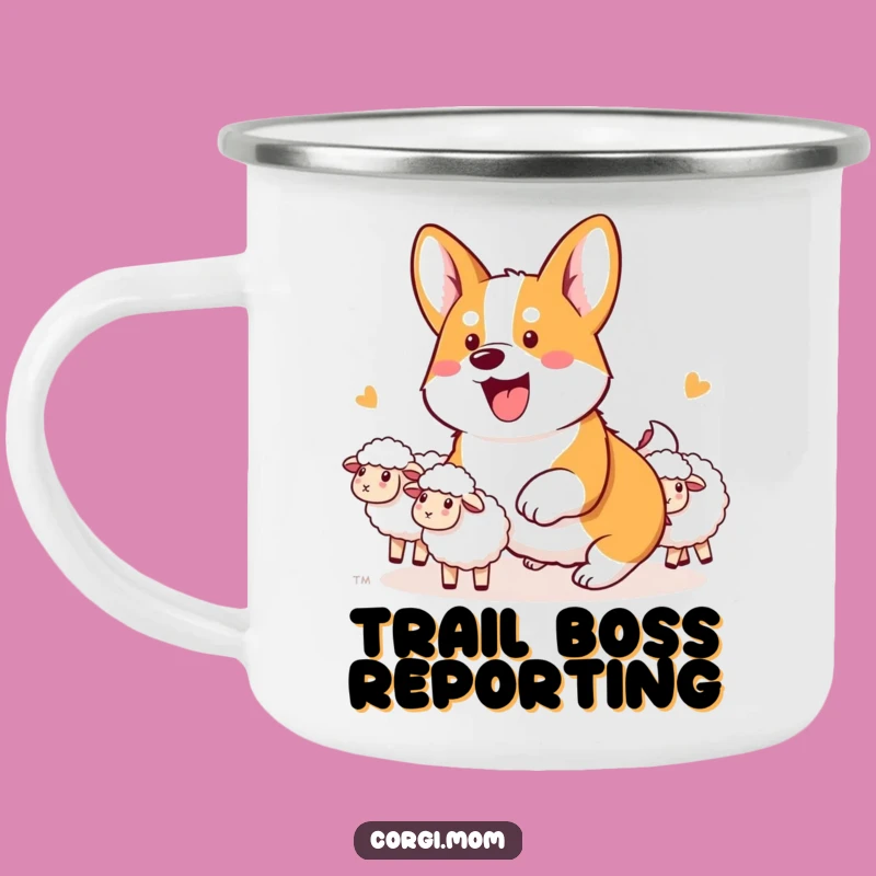 Funny Kawaii Corgi Herding Camping Mug: Enthusiastic Corgi Outdoor Cup