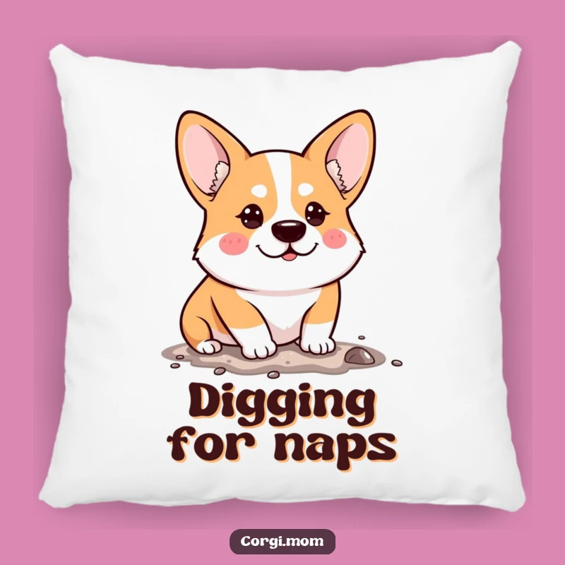 Cute Funny Determined Corgi Pillow: Hilarious Comfort for the Driven!