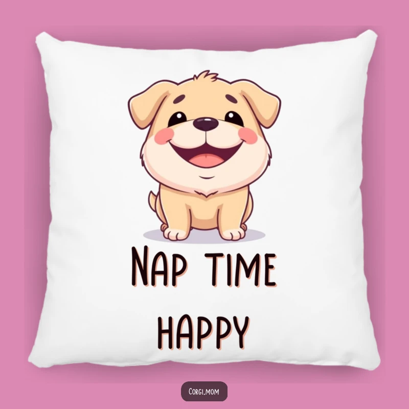 Funny Squat Dog Grin Pillow: Cuddly Comfort & Smiles!
