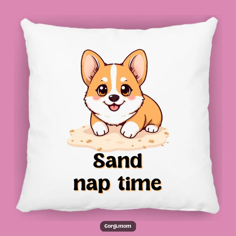 Cozy Funny Kawaii Corgi Beach Pillow - Happy Sand Digging Gift