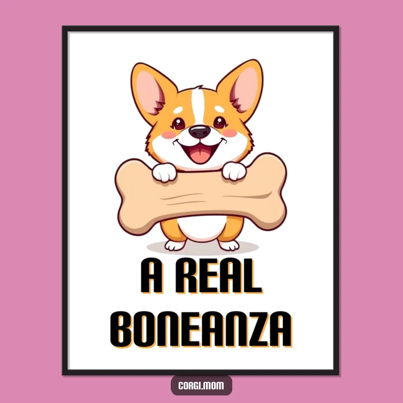 Funny Corgi Bone Peek Art: Instant Cheer for Your Walls