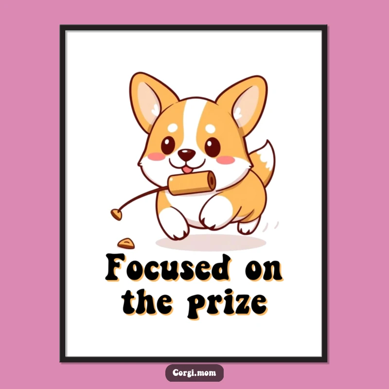 Download Funny Kawaii Corgi Treat Chase Art Print