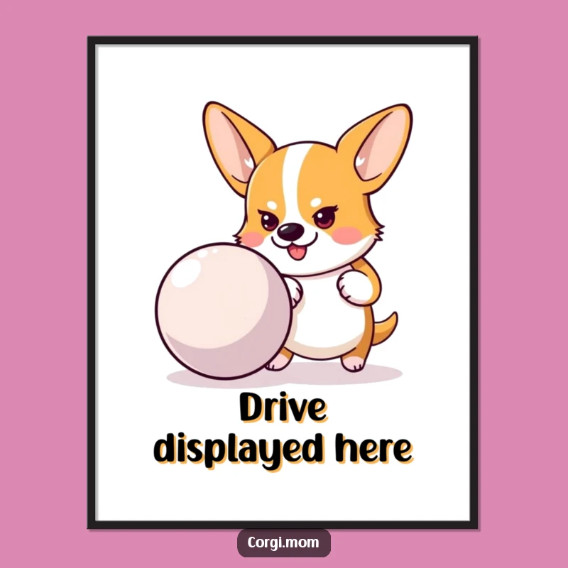 Funny Corgi Ball Push Digital Art: Instant Driven Decor!