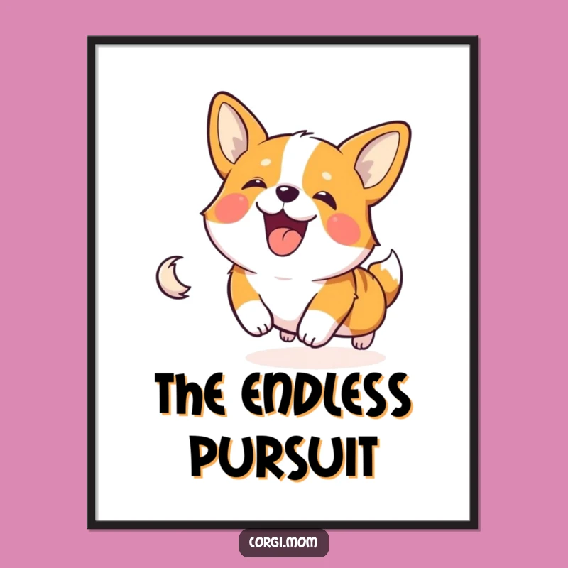 Funny Corgi Tail Chase Digital Art - Instant Hilarious Dog Decor