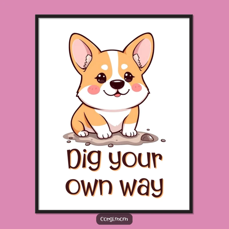 Funny Determined Corgi Digital Art: Instant Hilarious Wall Decor!