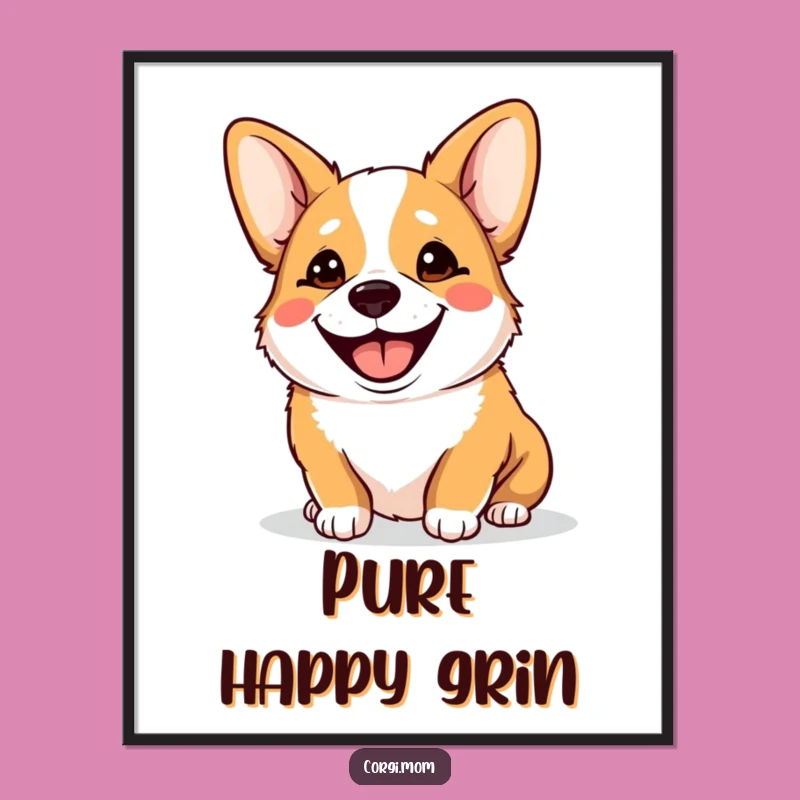 Funny Goofy Corgi Digital Art: Panting Happy Smile Download
