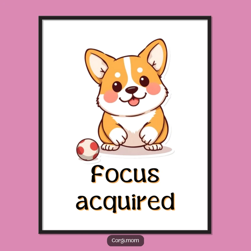 Funny Kawaii Corgi Digital Art: Pounce Ready Instant Download