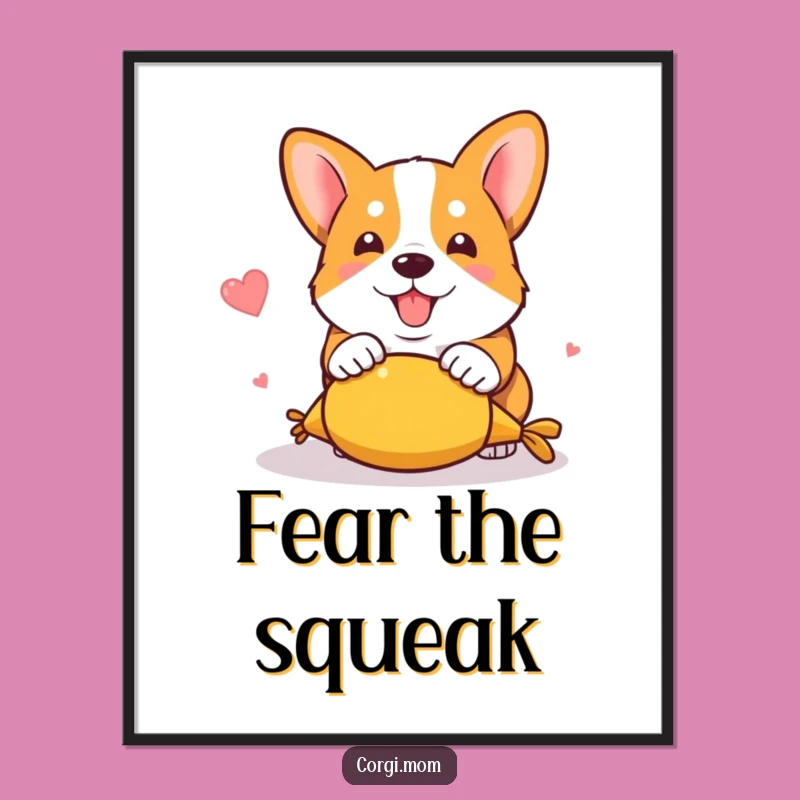 Funny Kawaii Corgi Pounce Digital Art: Playful Pup Print Gift