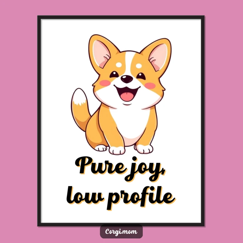 Instantly download and print this funny Corgi art, showcasing a gleeful pup with a wagging stubby tail. Bring smiles to your walls effortlessly.