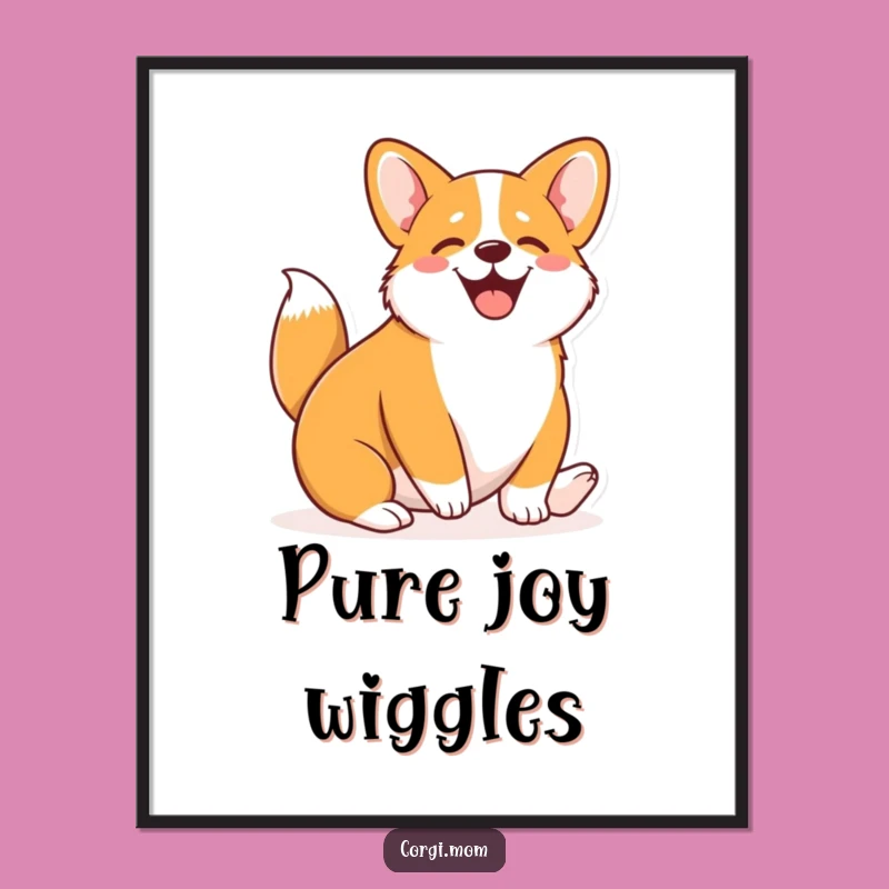 Funny Kawaii Corgi Wiggle Digital Art: Instant Joyful Decor