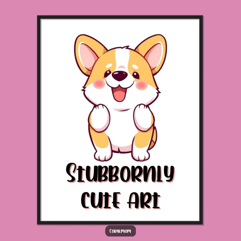 Download Funny Kawaii Corgi Wiggle Tail Art Print
