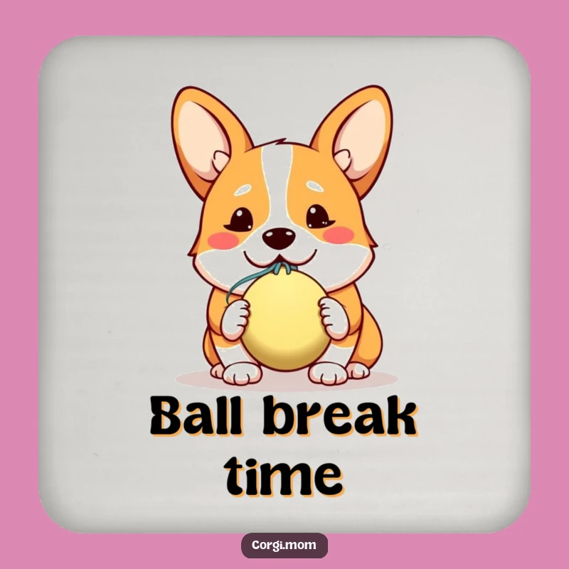 Funny Corgi Coasters (Set of 4): Hopeful Slobbery Ball Offer, Dog Bar Gift