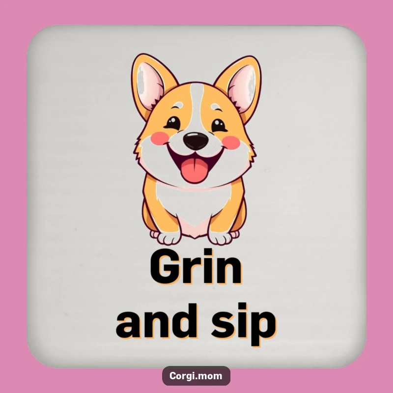 Funny Cheerful Corgi Drink Coasters: Protect Surfaces with Hilarious Smiles!