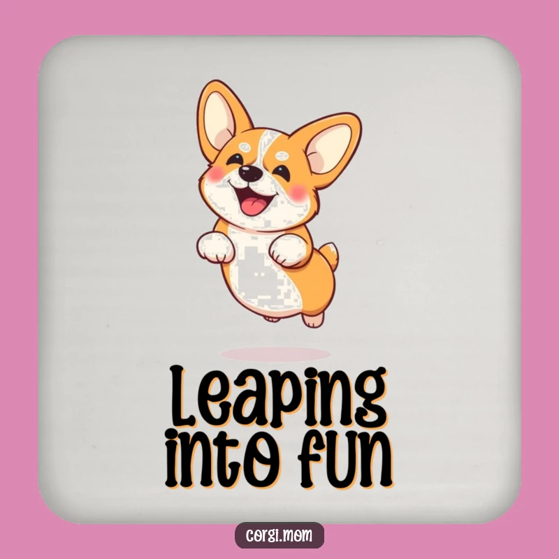 Funny Corgi Big Ears Jump Drink Coaster - Adorable Dog Table Decor
