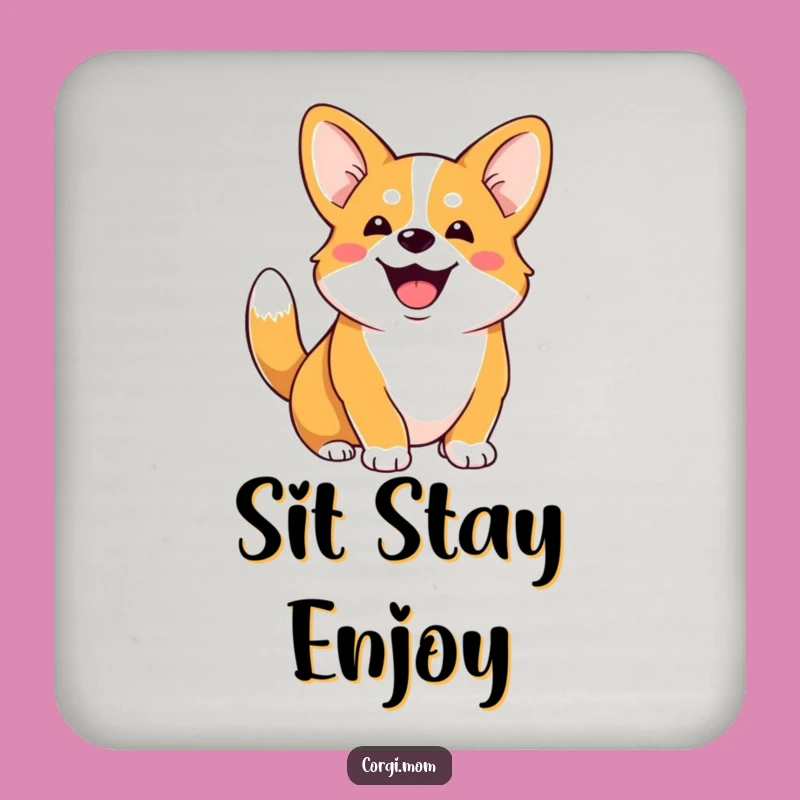 Funny Corgi Coaster Set: Gleeful Dog Drink Coasters for Home