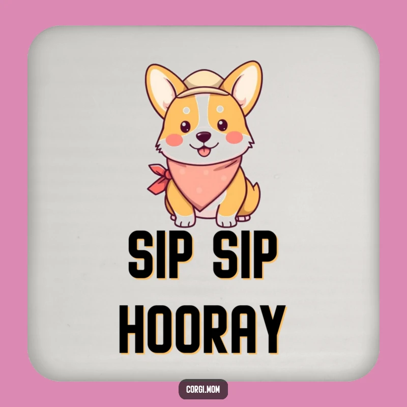 Funny Kawaii Corgi Coaster: Cute Corgi Bandana Hat Drink Protector