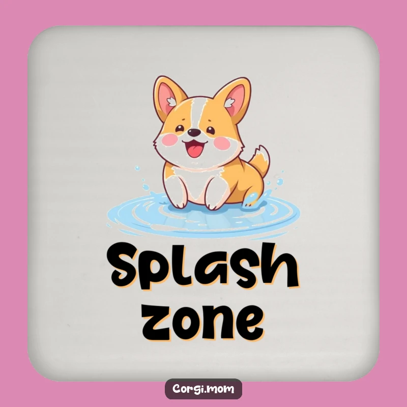 Funny Kawaii Corgi Coaster: Cute Puddle Splash Drink Protector for Tables