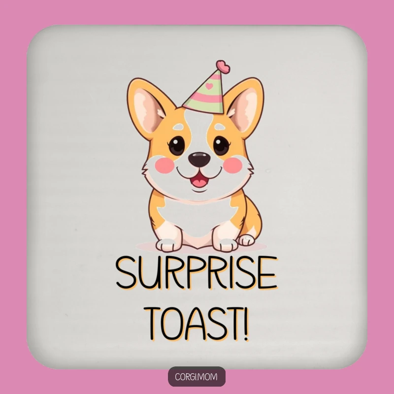 Funny Kawaii Corgi Coaster: Surprised Party Protector