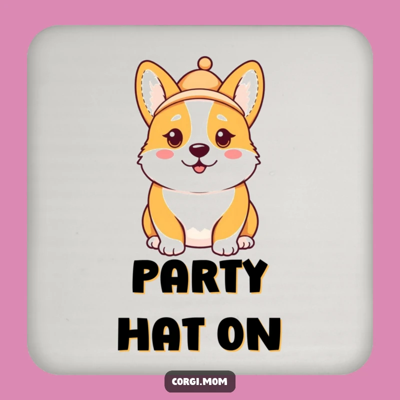 Funny Kawaii Corgi Hat Coaster - Comical Expression Surface Gift