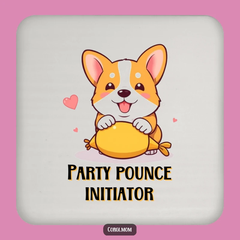 Funny Kawaii Corgi Pounce Coaster: Playful Pup Protection Gift
