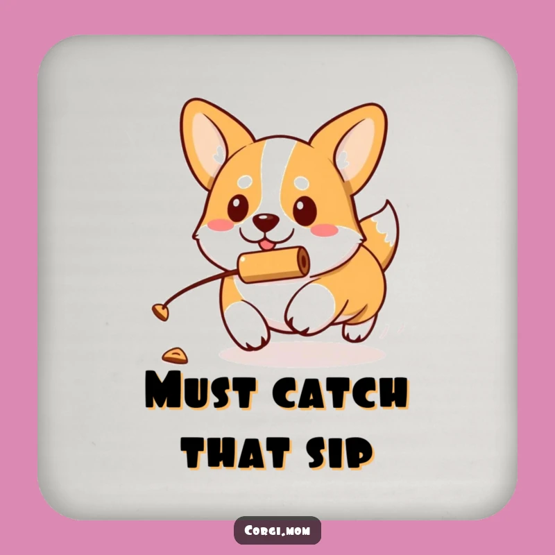 Funny Kawaii Corgi Treat Chase Coaster, Protect Your Table
