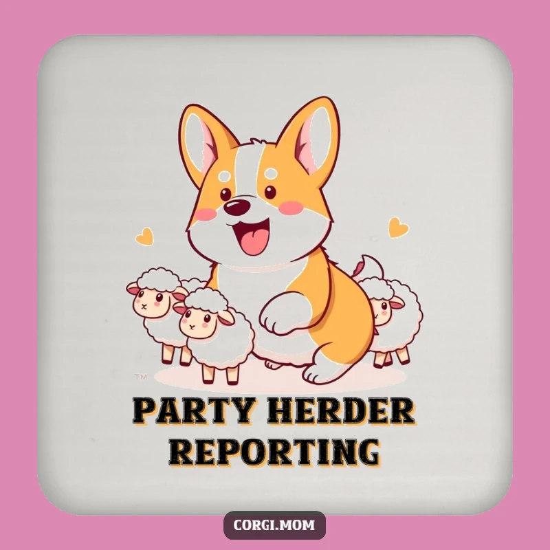 Funny Kawaii Corgi Herding Coaster: Enthusiastic Corgi Drink Protector