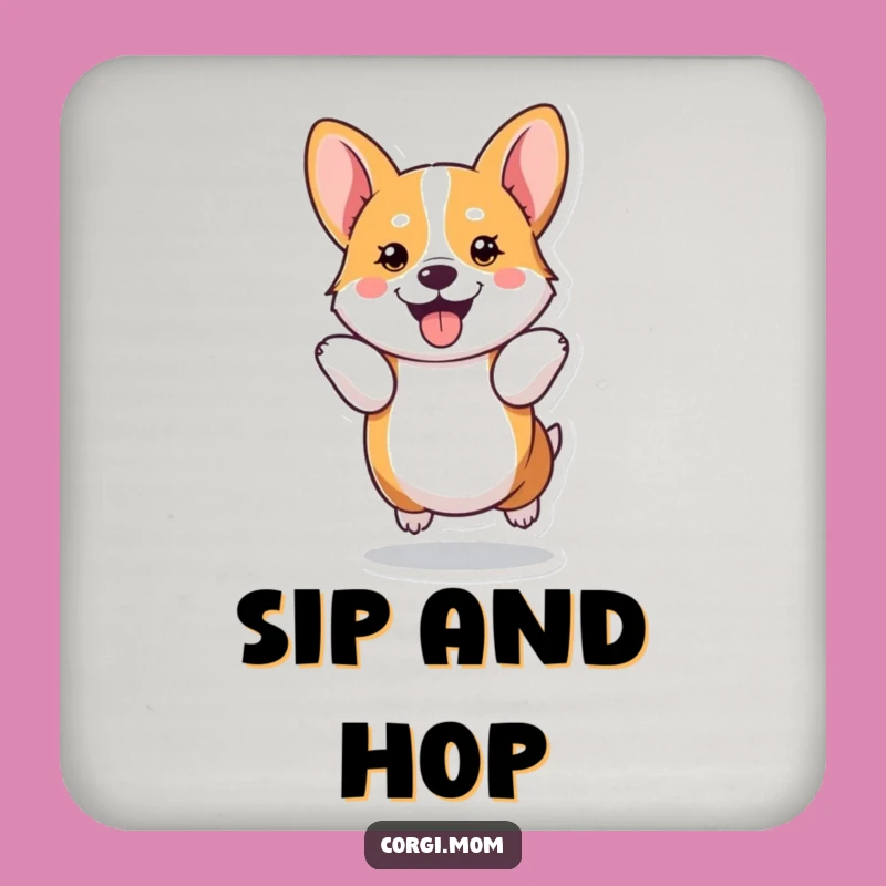 Funny Kawaii Corgi Hop Coaster, Protect Your Surface