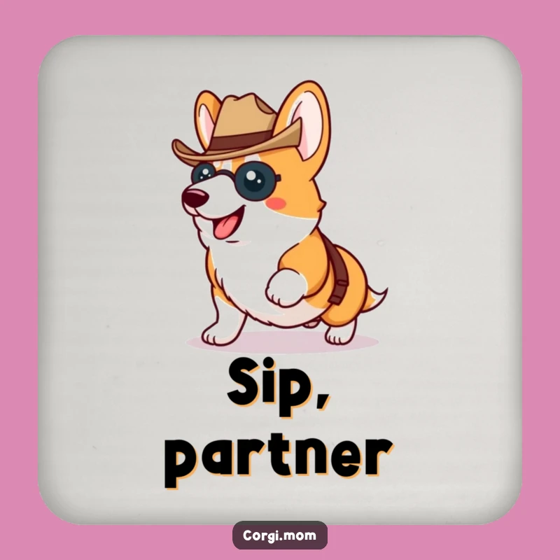 Funny Kawaii Corgi Coaster Set - Cowboy Dog Drink Gift