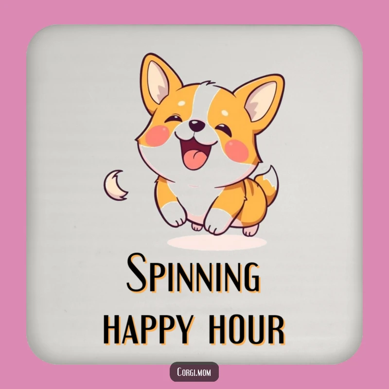 Funny Corgi Tail Chase Drink Coaster - Hilarious Dog Table Decor