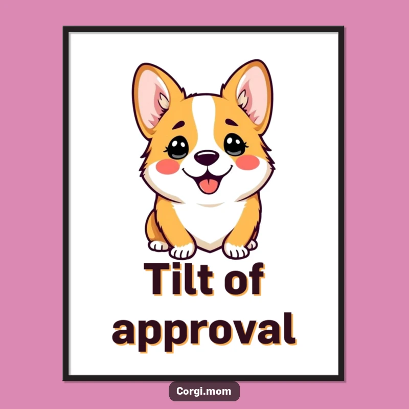 Funny Corgi Poster: Comical Head Tilt, Kawaii Dog Wall Art Gift
