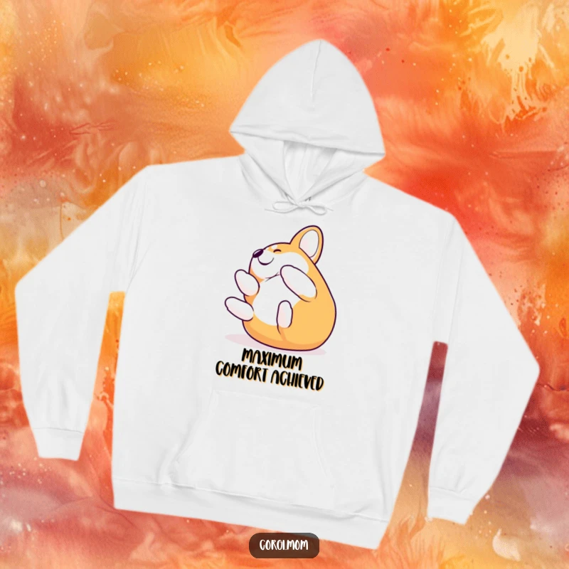 Funny Corgi in full rolling motion, a joyful and humorous depiction on a cozy hoodie, perfect for Corgi enthusiasts.