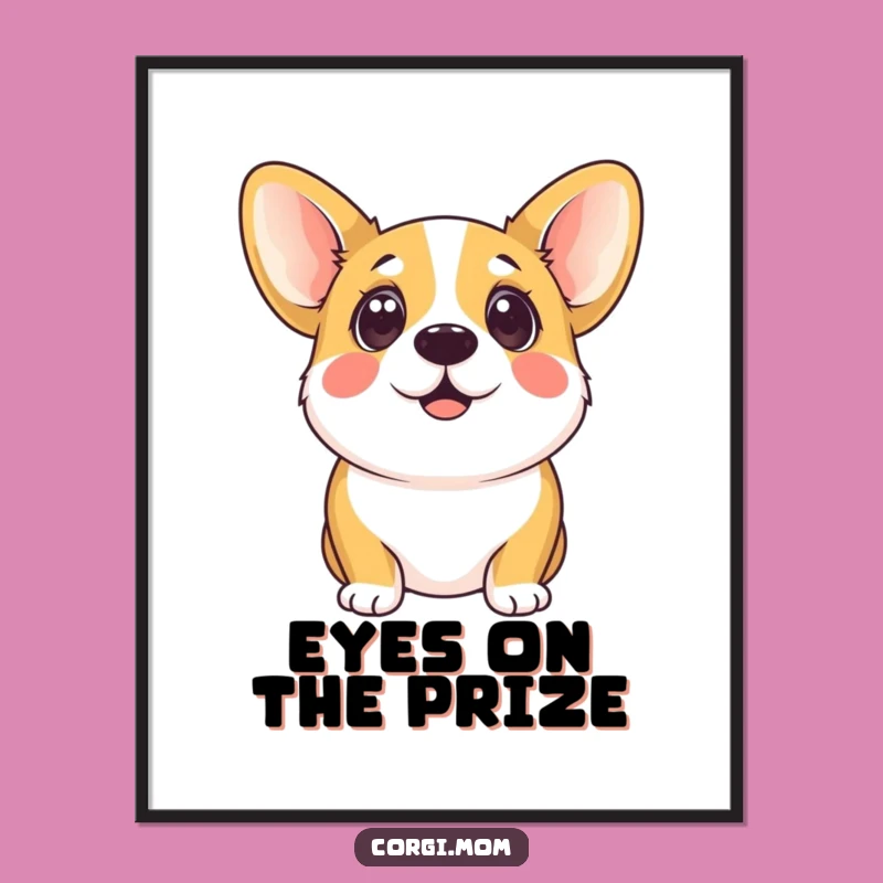 Free Printable Kawaii Corgi Wall Art: Eager Eyes, Funny Downloadable Home Decor