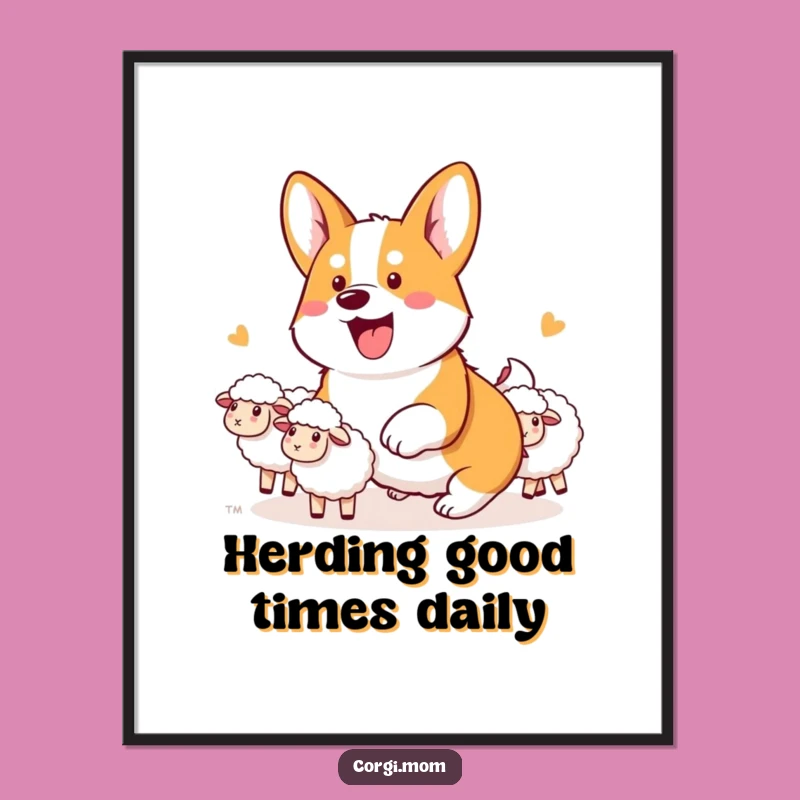 Free Printable Wall Art: Funny Corgi Herding Sheep - DIY Downloadable Dog Decor