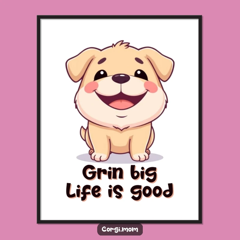 Free Printable Wall Art: Squat Dog Grin - Funny Downloadable Decor!