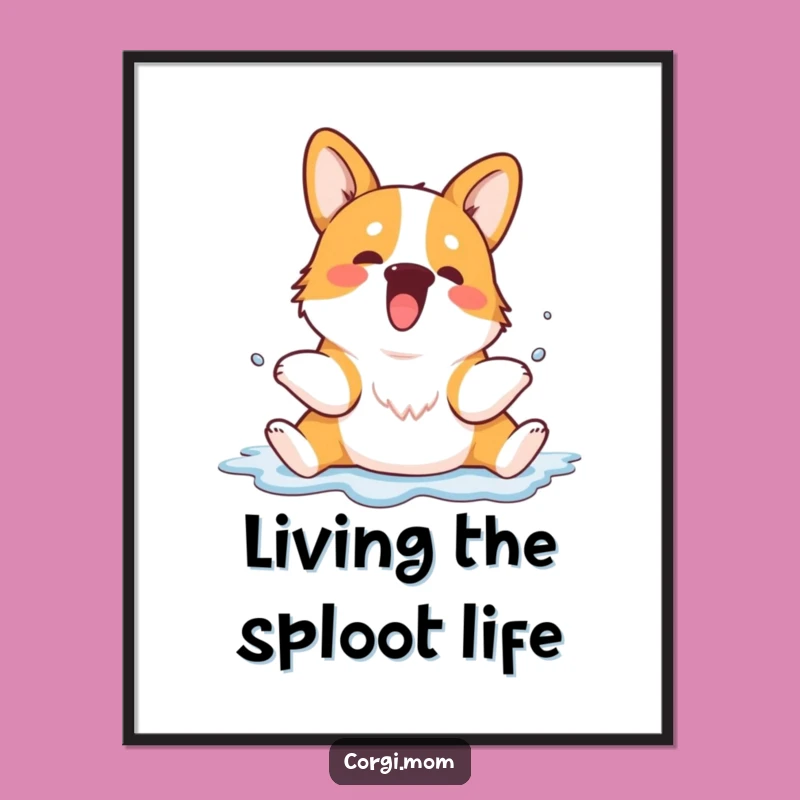Funny Free Printable Corgi Wall Art: Enthusiastic Splooting Dog Decor, Downloadable Art for Dog Lovers