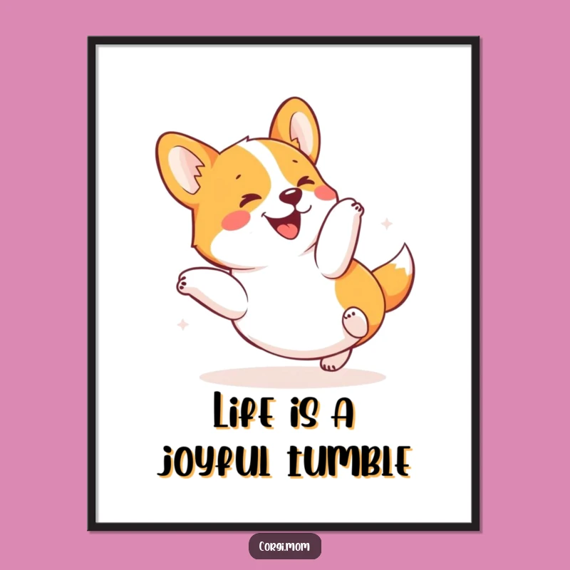 Funny Free Printable Wall Art: Joyful Corgi Tumbles for Whimsical Decor