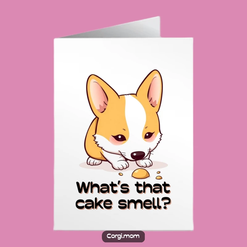 Free Printable Funny Corgi Sniff Birthday Card: Downloadable Quirky Dog Gift