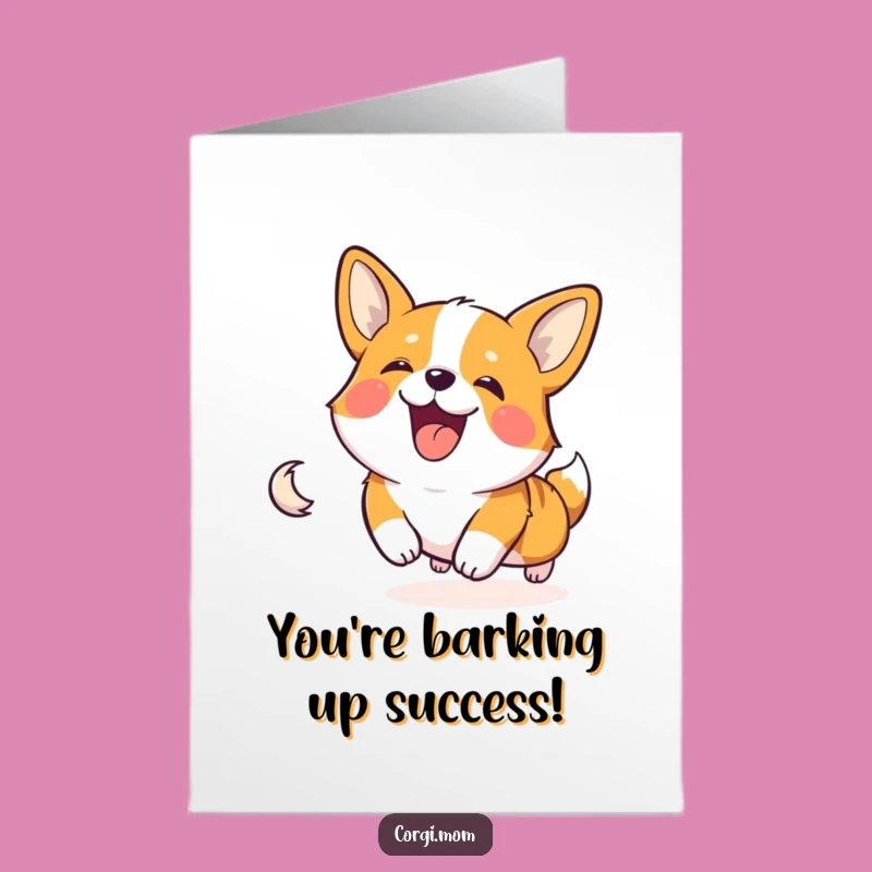 Free Printable Congrats Card: Corgi Tail Chase Victory - Funny Downloadable Gift