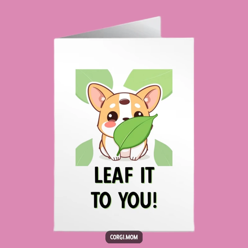 Free Printable Congrats Card: Curious Corgi Leaf Moment, Funny Dog Downloadable
