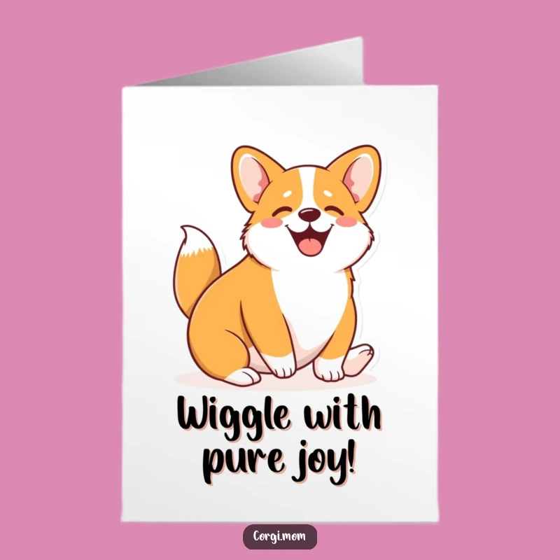 Free Printable Congrats Card: Joyful Corgi Wiggle, Downloadable